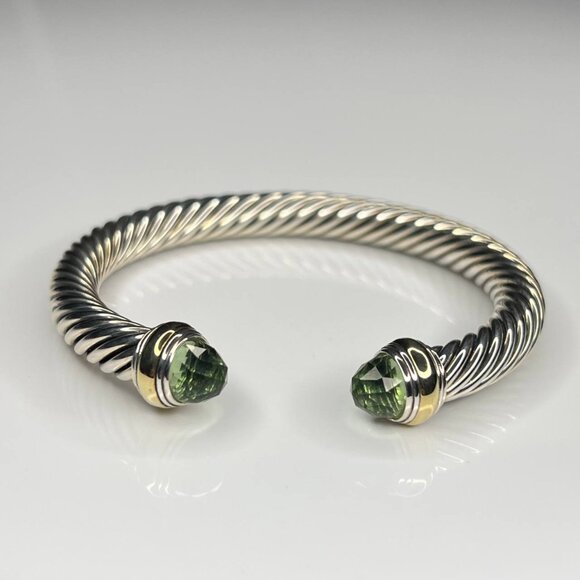 Authentic David Yurman 7mm Cable Bracelet Prasiolite and Gold Women's Bracelet - Picture 1 of 7